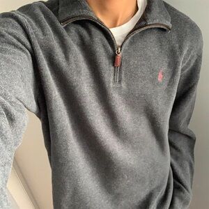 Polo Ralph Lauren Men’s Cotton 1/4 Zip Pullover Sweater Cotton Size Large Grey